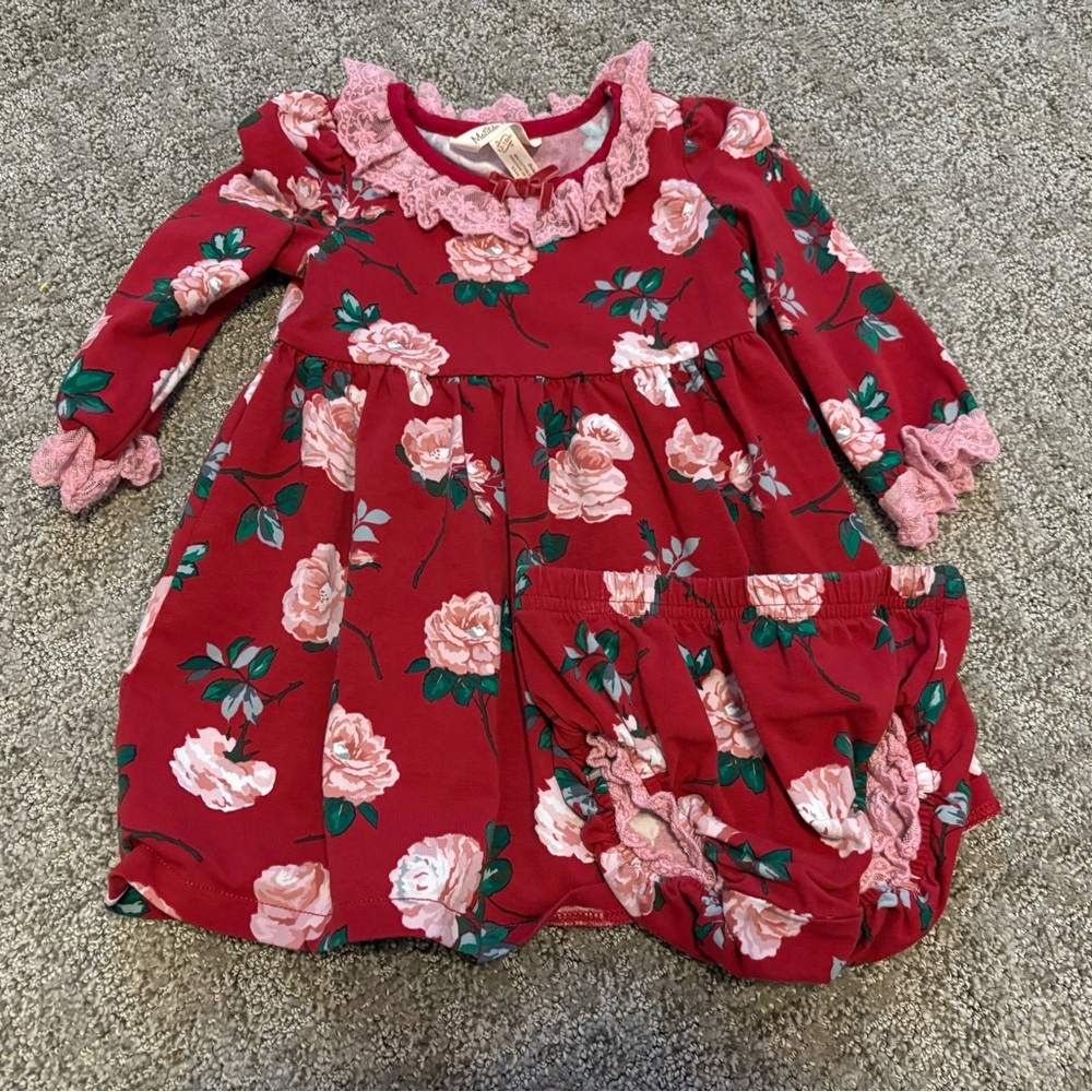 Matilda Jane Red Floral Kids Dress with Bloomers